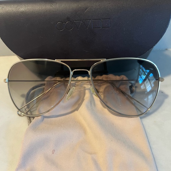 Oliver Peoples Gold Aviator Sunglasses with Brown Gradient Lenses main image 6